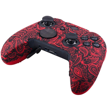 1 x Protective Customize Transfer Print Silicone Cover Skin Plants Red + 6 Thumb Grips Analog Caps for Xbox Elite Series 2 Controller