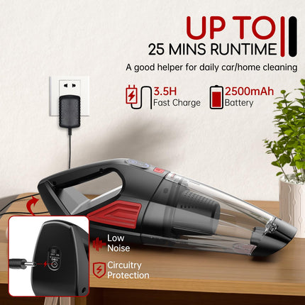 Handheld Vacuum Cordless Rechargeable Car Vacuum 9000Pa, Lightweight Portable Hand Vacuum, Hand Held Vacuum With 500Ml Dustbin, Dust Busters Cordless Rechargeable Mini Vacuum For Carhome