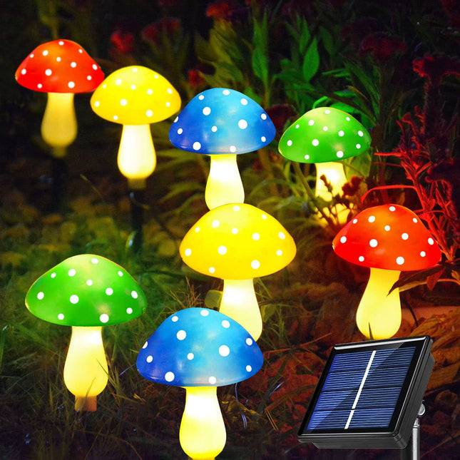 est Version 8-Pack Solar Mushroom Lights for Garden Decor, 8 Modes Waterproof Outdoor Multi-Colored Mushroom LED Fairy Lamp for Christmas Halloween Garden Yard Lawn