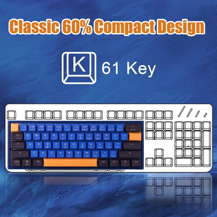 BOYI Wired 60% Mechanical Gaming Keyboard,61 Pro Mini RGB Tri-Mode PBT XDA Keycaps NKRO Programmable Wireless Keyboard for Gaming and Working(Horizon Blue Color,Gateron Red Switch)