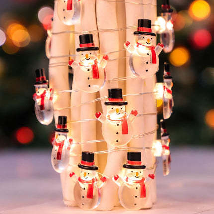 Silverstro Snowman Christmas String Lights: 10 Ft 30 LED USB & Battery Powered Fairy Lights with Remote - Kid's Room Bedroom Kitchen Party Xmas Tree Decor