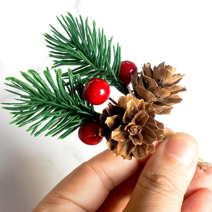 15 Pcs Artificial Pine Cone Picks and Red Berry,Mini Artificial Pine Tree for Christmas Party Flower Wreaths and Holiday Decorations