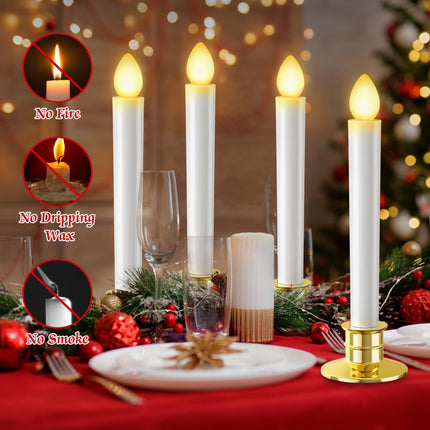 Christmas Window Candles Lights 6 Pack Battery Operated Candles with Remote Control Timer Gold Holders Flameless Candles LED Candles Christmas Decorations for Window Lights Decor Party Xmas Table Top