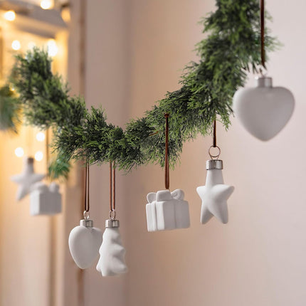 RECUTMS Artificial Christmas Garland 1pcs Fake Vines Ivy Greenery Stiff Green Leaves Plants Table Garland Decor Faux Hanging Plastic Plant for Indoor Outdoor Home Party Wall Mantle (Green H)