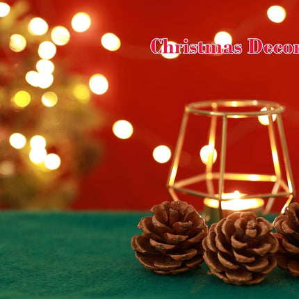 24 Pcs Natural Pine Cones with Gold Hanging Strings, Christmas Ornaments for Christmas Tree Decoration, DIY Crafts, Holiday, Wedding, Party, Home Decor