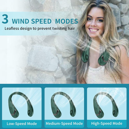 Fayhijun Portable Neck Fans Rechargeable 3 Speed Neck Air Conditioner Cooler Super Quiet Working Personl Usb Neck Fan Men Women