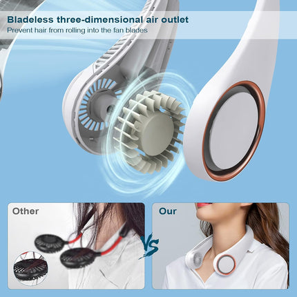 Civpower Portable Neck Fan,Hands Free Bladeless Fan, Cooling Personal Fan,3 Speeds Adjustment,78 Air Outlet,Headphone Design,Rech