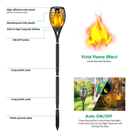 TomCare 8 Pack Solar Lights Outdoor Flickering Flames Solar Torch Lights Decorative Solar Garden Lights Solar Powered Waterproof Christmas Decorations Outdoor Lighting for Garden Patio Yard Landscape