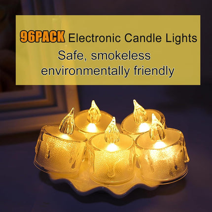 96 Pack Flameless Tea Lights Candles Battery Operated, Crystal Led Tealight Candles,Votive Candles Electric Fake Candles for Valentines Christmas