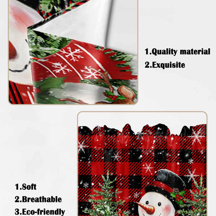 Red Plaid Snowman Christmas Swag Curtains for Living Room/Bedroom, Elk Tree Snowflake Xmas Swag Kitchen Curtain Valances for Windows, Tier Topper Scalloped Curtain 2 Panels, 72" W x 36" L