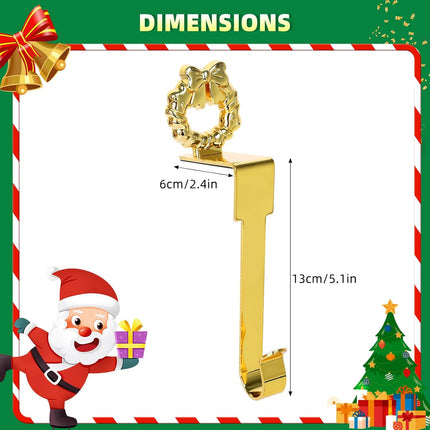 Christmas Stocking Holders - Set of 6 Snowflake, Reindeer, Tree, Snowman, Bell & Wreath for Mantel Decoration Silver Gold