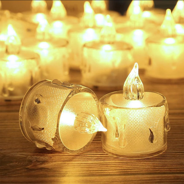 48 Pack Flameless Tea Lights Candles Battery Operated, Crystal Led Tealight Candles,Votive Candles Electric Fake Candles for Valentines Christmas