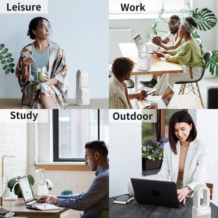 Misby Desk Fan, Portable Bladeless Fan 11.8 Inch Personal Cooling Fan With 4 Speeds, Leafless 5 Colors Led Lights Touch Control