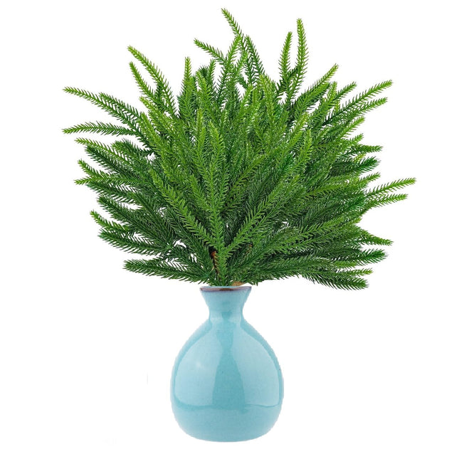 12Pcs Christmas Real Looking Norfolk Pine Branches, 18 Inch Norfolk Pine Stems Artificial Branches for Wreath DIY and Home Decor for Xmas (12Pcs)