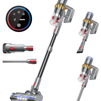 Belife Cordless Vacuum Cleaner, 38Kpa 450W Stick Vacuum Cleaners For Home Carpet Hardwood Floor, Wireless Household Vaccum For Pet Hair With Led Touch Display, Up To 45Mins Runtimegold