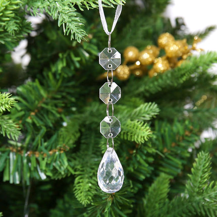 SUPREME XMAS Crystal Christmas Ornaments for Christmas Tree Decorations, 32pcs Clear Acrylic Hanging Teardrop Crystals for Centerpieces Chandelier Garland Beads Wedding Party Indoor Home Decor