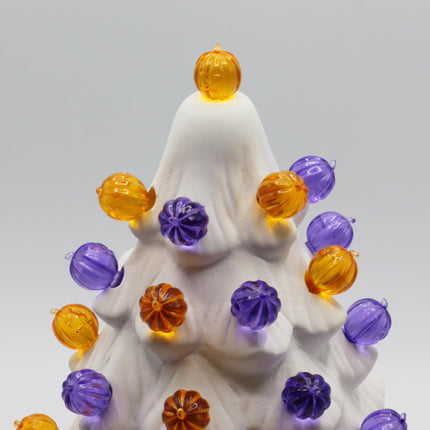 Creative Hobbies® Ceramic Tree Replacement Lights Jack O' Lantern - Orange & Purple Pumpkin Shape Bulbs for Halloween Décor 25 Pack