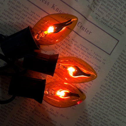 25 Pack Orange Flame Light Bulbs,C7 Mini Orange Lights Halloween Flickering Light Bulbs,1 Watt 120V E12 Base for Outdoor Use,Pendants, Wall Sconces,Christmas Light String