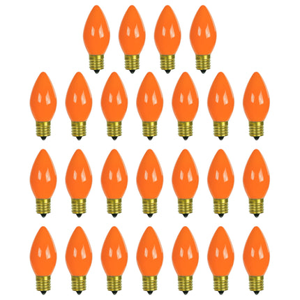 Sunlite Incandescent C9 Colored Night Light Bulb, 7 watts, 120 Volts, Intermediate E17 Screw Base, 2000 Rated Hours, Christmas-Lights Nightlight, Orange, 25 Pack