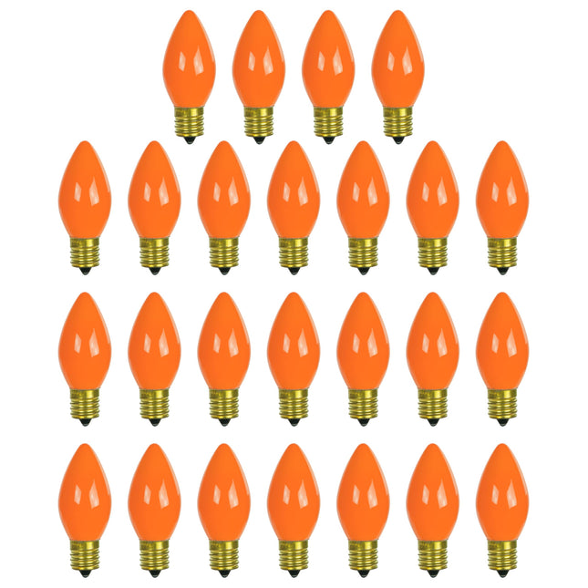 Sunlite Incandescent C9 Colored Night Light Bulb, 7 watts, 120 Volts, Intermediate E17 Screw Base, 2000 Rated Hours, Christmas-Lights Nightlight, Orange, 25 Pack