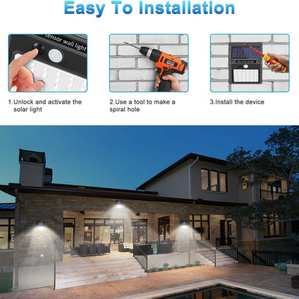 Solar Lights Outdoor 4 Pack / 3 Working Mode], Solar Security Lights Solar Wall Lights Wireless Ip 65 Waterproof Outdoor Lights