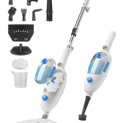 Steam Mop For Floor Cleaning, Multi Purpose Handheld Steamer Cleaner Detachable 10In1 For Vinyl, Laminate, Carpet, Tile Hard Floor Grout W 2 Pad, 23Ft Cord, 15Oz Tank, Adjustable Steam & Height