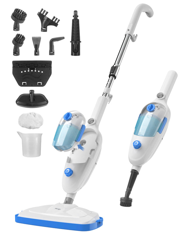 Steam Mop For Floor Cleaning, Multi Purpose Handheld Steamer Cleaner Detachable 10In1 For Vinyl, Laminate, Carpet, Tile Hard Floor Grout W 2 Pad, 23Ft Cord, 15Oz Tank, Adjustable Steam & Height