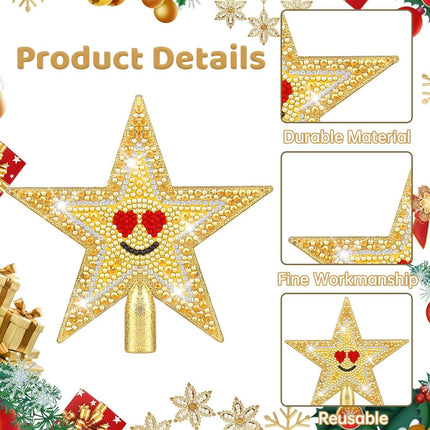 Diamond Art Painting Mini Christmas Tree Topper，Diamond Art Star Topper for Christmas Tree，Christmas Decorative Holiday Bethlehem Star Ornament