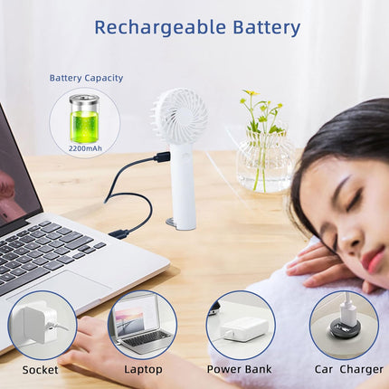 Handheld Fan, Portable Mini Fan With Usb Rechargeable Battery, 3 Speeds 610 Hours Working Time For Indoor, Outdoor, Makeup