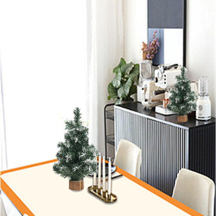 alfyng 4pcs Tabletop Mini Christmas Tree, Simulated Snow Miniature Pine Christmas Trees with Wooden Base for Christmas Decor Xmas Party Home Table Craft Decorations 7.87/11.81 Inch