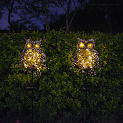 Homeleo Rustic Solar Owl Lights, Outdoor Garden Decorative Owl Stake with Glowing Eyes, Waterproof Pathway Landscape Lighting for Yard Decor, Halloween Christmas Decorations, Unique Garden Decor