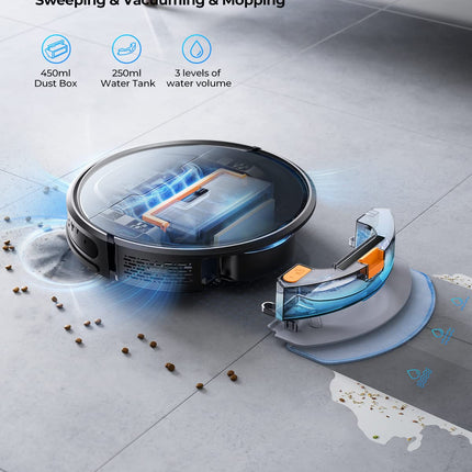 Laresar Robot Vacuums And Mop Combo, Max 4500Pa Suction, Evol 3 Robotic Vacuum Cleaner With Auto Carpet Boost, Selfcharging Robot Vacuum, App&Remote&Voice Control, Ideal For Pet Hair And Carpets