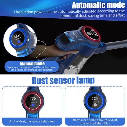 Sejoy Vacuum Cleaners For Carpet, Vacuum Cleaner Lightweight Stick For Home, Powerful Suction, Rechargeable Cordless, For Pet Carpet And Floor, 7 2200 Mah Battery, 25Kpa Suction