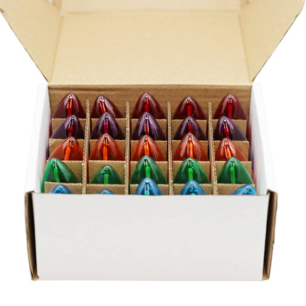 Creative Hobbies® Box of 25 Colored Light Bulbs, Random Blinking, 7 Watt, C7 Candelabra Base -Great for Night Lights and Christmas Strings