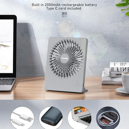Small Table Fans Rechargeable Portable 180°Tilt Folding Desk Fans Battery Operated Personal Fan Ultra Quiet For Home Bedroom