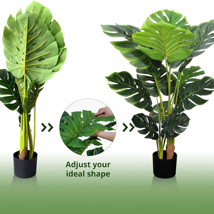 Artificial Monstera Plant 4 Ft Fake Plants with Plastic Pot for Office and Home Decor, Tall Faux Plant for Indoors and Outdoors, Artificial Tree Housewarming