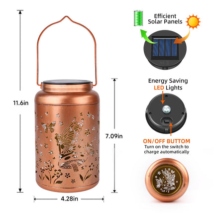 Fairy Solar Lanterns Outdoor Waterproof Hanging Butterfly Solar Lights Metal Solar Decorative LED Lanterns Outside Christmas s for Women Mom Decor for Garden,Yard,Patio,Lawn