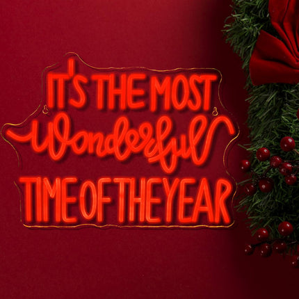 Christmas Neon Sign IT’s The most wonderful time of the year Led Neon Lights for Wall Decor Bar Light Up Signs for Bedroom Home Club Celebration Ceremony Wedding Birthday Party Decorations s