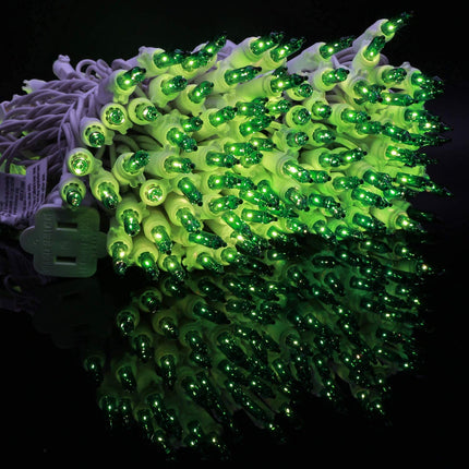 200 Count Green Christmas Lights, Pack of 2 Strands 100 Count 33 ft White Wire UL Listed Holiday String Light (Green)
