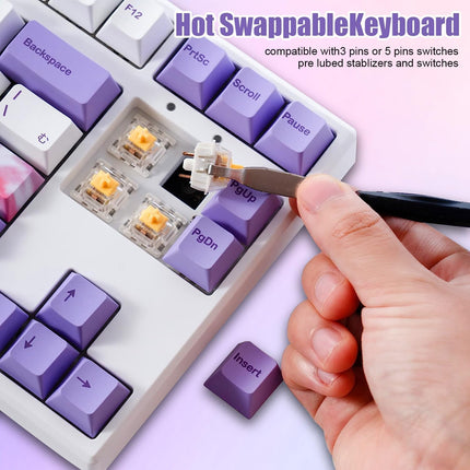 BOYI IK87 75% Hotswap Wireless Mechanical Keyboard,BT5.0/2.4G Wired Tri-Mode RGB Gaming Keyboard Double-Shot PBT Keycaps Gateron Yellow Switch Gasket N-Key Rollover TKL Keyboard for WINS/PC/Mac