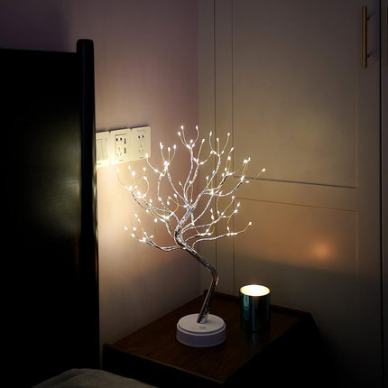 Twinkling Tree Fairy Light Spirit Tree Lamp Bonsai Tree Light, Fairy Light Tree, Cute Room Decor Aesthetic Decor, Night Light Lamp, Twinkle Tree, (Silver Branches 108 LED)