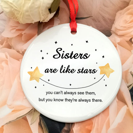 Sisters Are Like Stars Ceramic Ornaments, Sisters Birthday s, Sisters Keepsake, Christmas Tree Ornaments, Christmas Ornaments, Adorable Ceramic Christmas Ornaments - Perfect for Giving