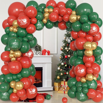 Ouddy Life Christmas Balloon Garland Arch Kit, 181 pcs Christmas Party Decorations Red Green Gold Snowman Christmas Tree Ballooons for Christmas Xmas Holiday Birthday Baby Shower Year Supplies
