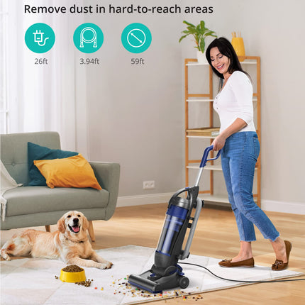 Upright Vacuum Cleaner, Aspiron 1200W 25Kpa 5Mode Bagless Vacuum Cleaner With Crevice Tool & Extension Wand,3L Dust Cup With Hepa Filter, Upright Vacuum For Carpet, Pet Hair,Hard Floor,Tile Particles