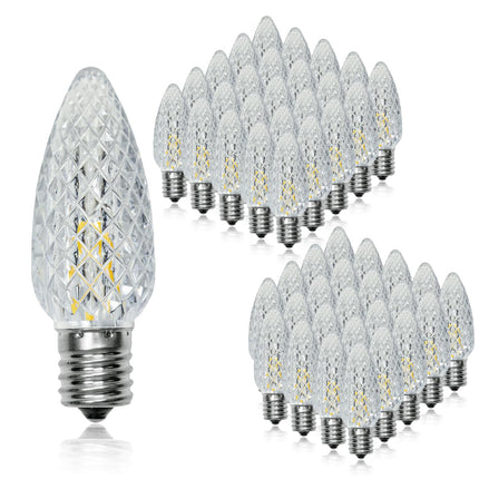 50 Pack C9 Led Replacement Christmas Light Bulb, 0.6W C9 Shatterproof Led Bulbs for Christmas String Light, E17 Intermediate Base, Commercial Grade Light Bulbs, Warm White 2700K