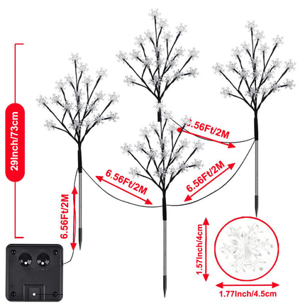 est 4-Pack 80LEDs Solar Christmas Snowflake Stake Lights, 8 Modes Solar Snowflake Outdoor Christmas Decorations Lights, Waterproof Solar Christmas Outdoor Lights for Garden Yard Pathway Walkway