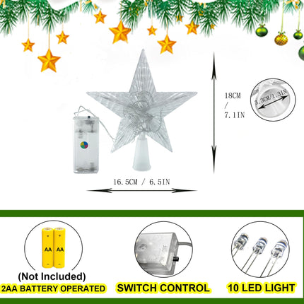 32.8FT 100LED Ribbon Christmas Lights + 7 Inch Christmas Star Tree Topper, Battery Powered Copper Wire Ribbon Bows Lights, Fairy String Christmas Tree Lights for Xmas/Holiday/Winter Home Decorations