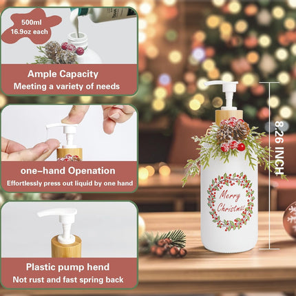 Christmas Soap Dispenser,Christmas Decoration Bathroom Hand Soap Dispenser and Christmas Kitchen Decor,Cute Christmas Soap Pump for Farmhouse Indoor Christmas Bathroom Decor（8.26inch）