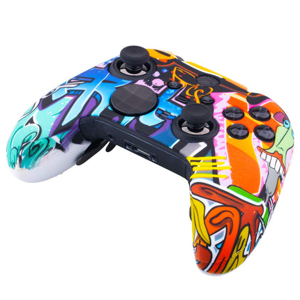 1 x Protective Customize Transfer Print Silicone Cover Skin Cartoon Paints + 6 Thumb Grips Analog Caps for Xbox Elite Series 2 Controller