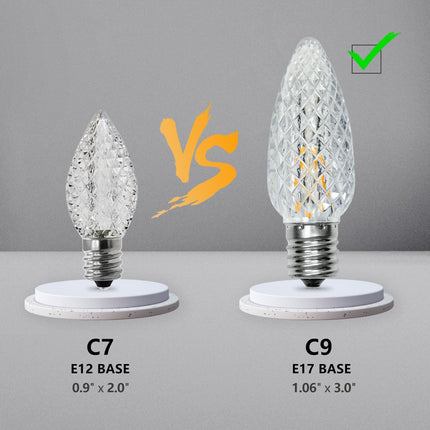 100 Pack C9 Led Christmas Lights Bulb, C9 Replacement LED Christmas Lights Outdoor Bulb, C9 Shatterproof Led Bulb for E17 Base, Christmas String Lights, Commercial Grade 2200K Warm White Bulbs